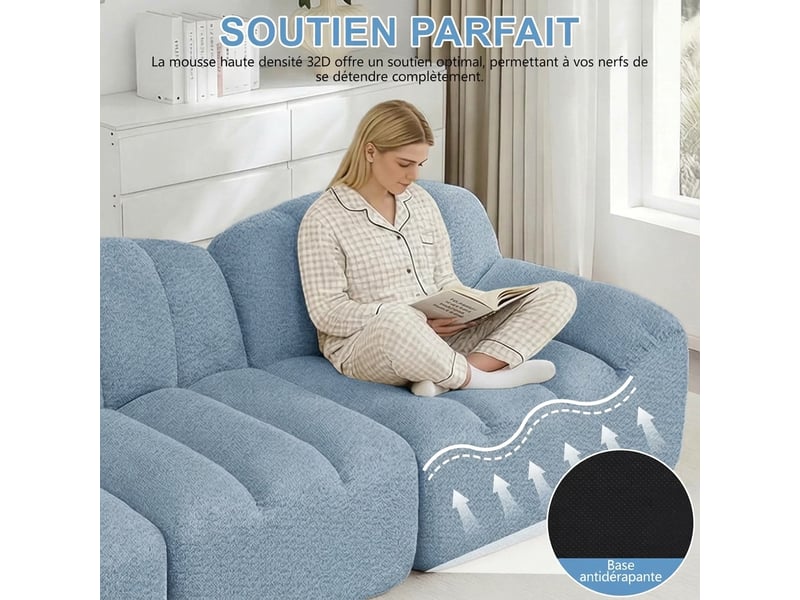 Canapé modulaire 4 places avec ottomane assise profonde 366x165 cm confort ergonomique  - Conforama D