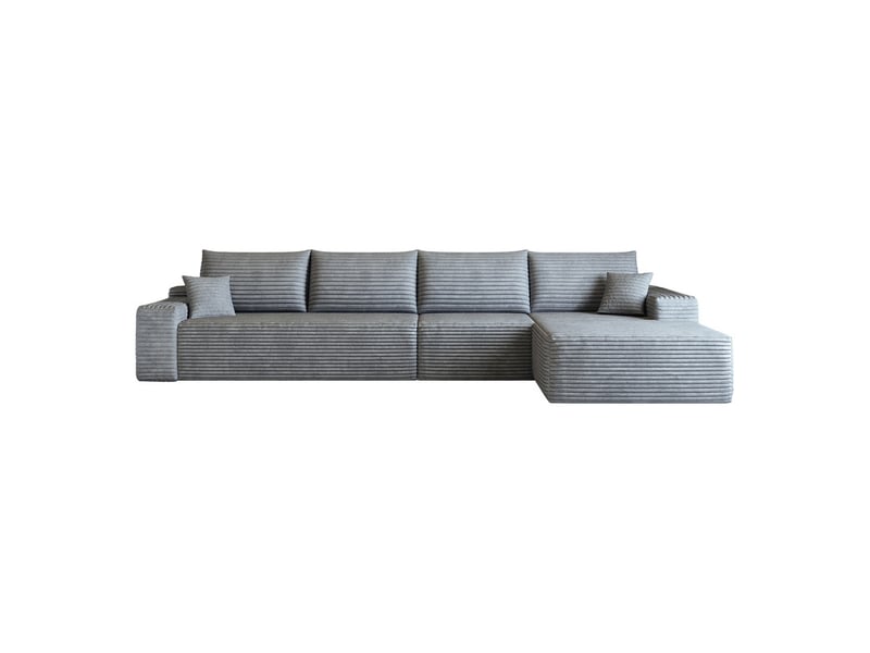  Canapé d'angle  modulaire ,4 places, avec méridienne en l, assise profonde ,aucun assemblage requis,340 × 175 ×83cm, gris  - Conforama A