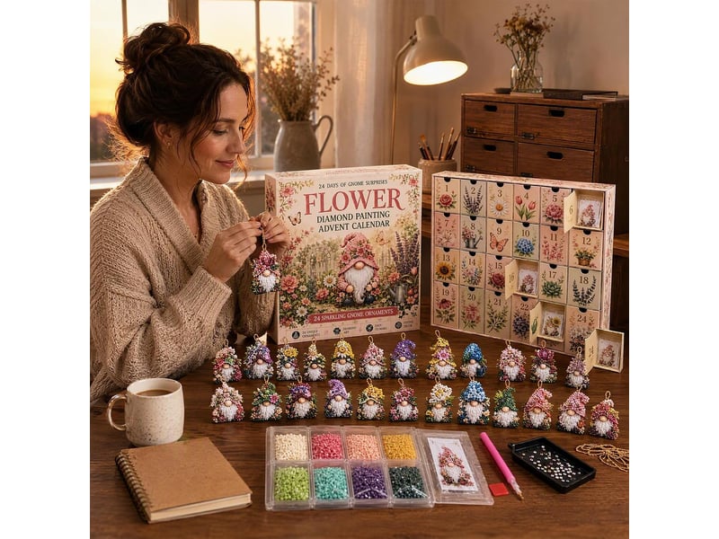  Calendrier de l'avent diamond painting 24 jours – pendentifs gnomes à réaliser soi-même-style 4  - Conforama C