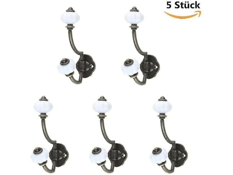  Pack de 5 patères en céramique bronze rétro, crochets muraux de style pastoral, multicolore XLH-ZLS-015599ZLS - Conforama B