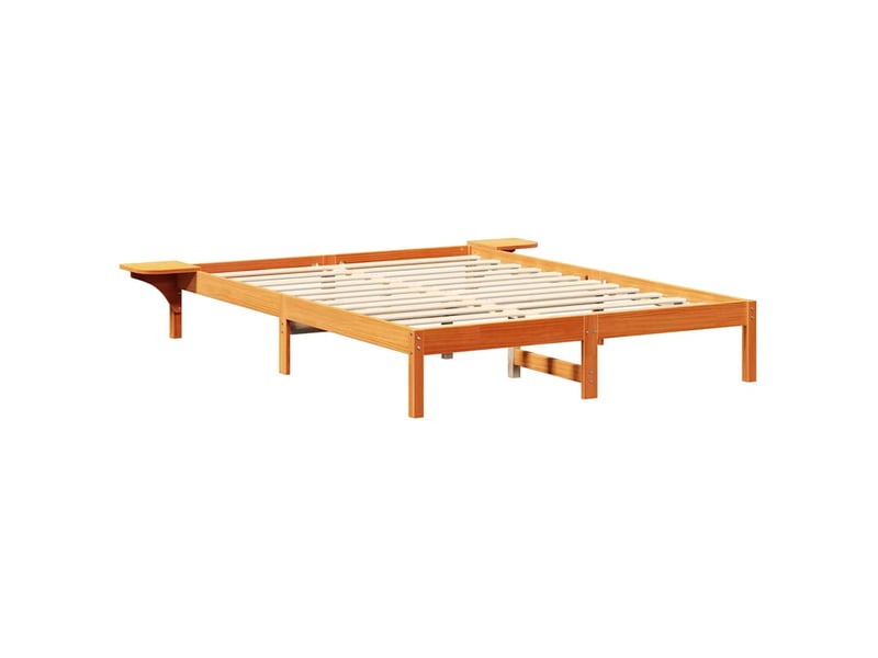  Lit double- lit adulte -  cadre de lit brun  150 x 200 cm pin massif  - Conforama C
