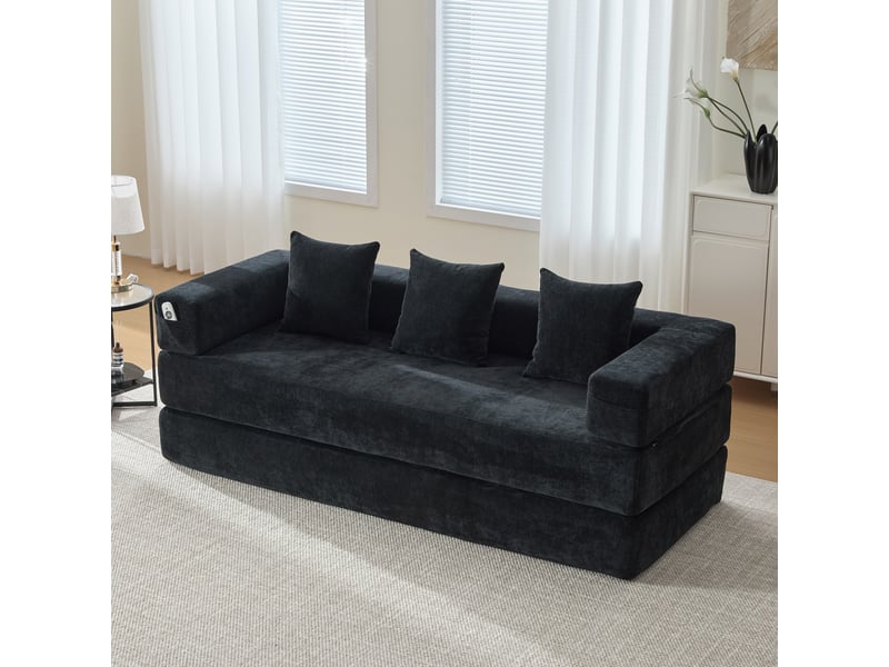  Canapé modulable, canapé de salon, base antidérapante, en chenille, poches latérales  - Conforama R