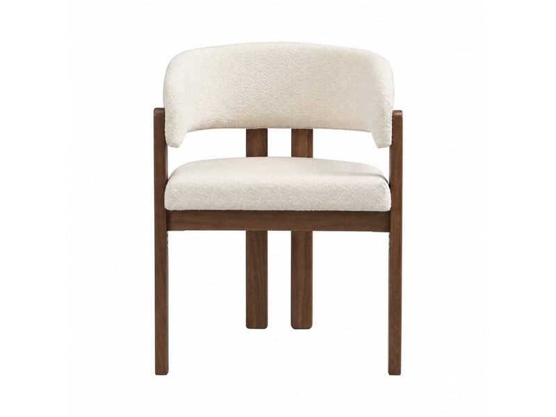 Chaise de salle à manger en bois massif, 4 pièces, boucle, confortable et respirante, style moderne, couleur noyer et beige, pour salle à manger, salon, café - Conforama A