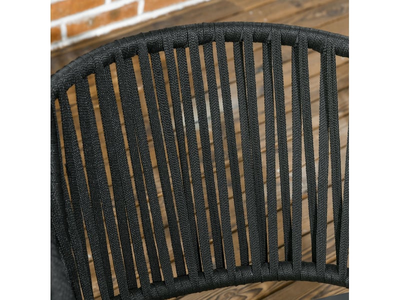  Lot de 2 fauteuils de jardin noirs en métal avec coussins, style bohème, confort pour terrasse et balcon  - Conforama E