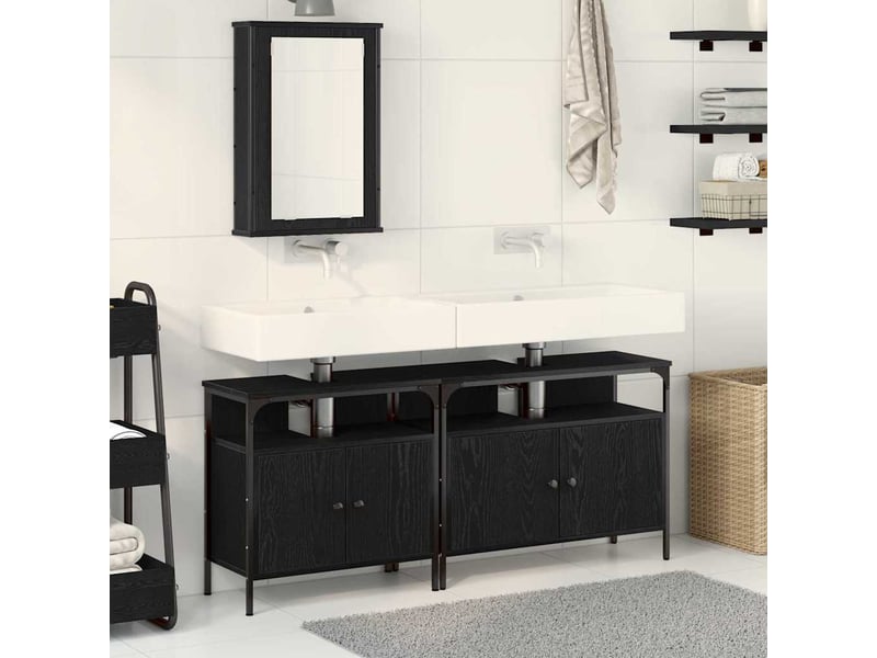 Ensembles de salle de bain, meubles de salle de bain 3 pièces noir 80 x 30 x 60 cm cf64782 - Conforama B