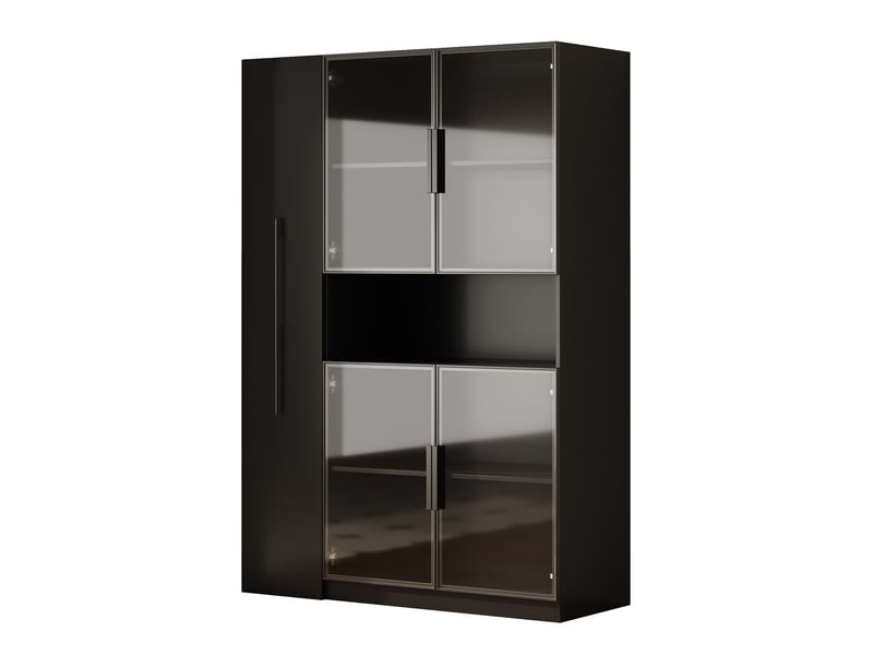  Vitrine de rangement, extensible, 35 x 160 cm, avec éclairage led, coloris noir, pour salon, solution de rangement fonctionnelle  - Conforama R