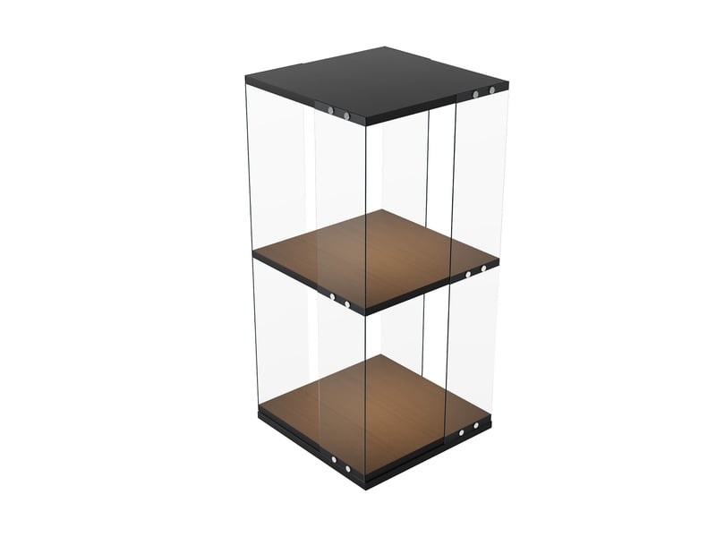  Vitrine verre rotative 360° - 38x38x82cm - bibliothèque pivotante 2 niveaux avec éclairage led multicolore tactile - noir  - Conforama A