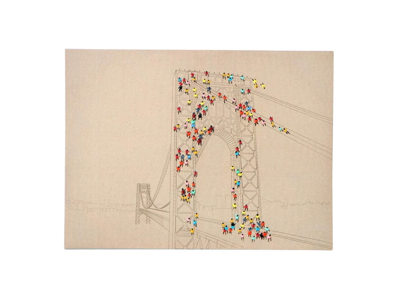  Tableau déco peint foule ii 100x75cm naturel  - Conforama A