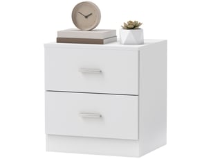Table de chevet à 2 tiroirs, idéale pour le salon ou la chambre, supporte jusqu'à 30 kg, dimensions : 45 x 39,5 x 49 cm, blanche.