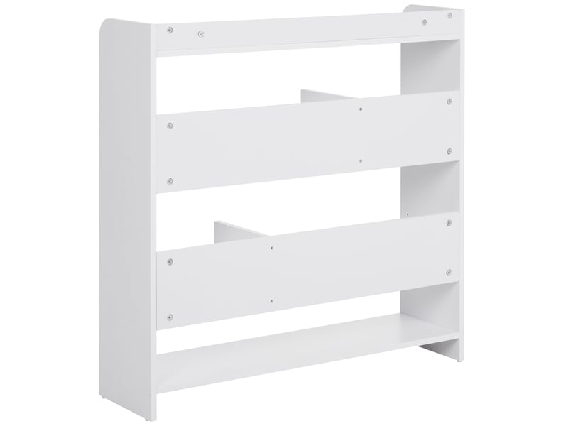  Bibliothèque étagère meuble de rangement dim. 90l x 24l x 91h cm 4 niveaux 3 panneaux arrières panneaux de particules blanc  - Conforama B