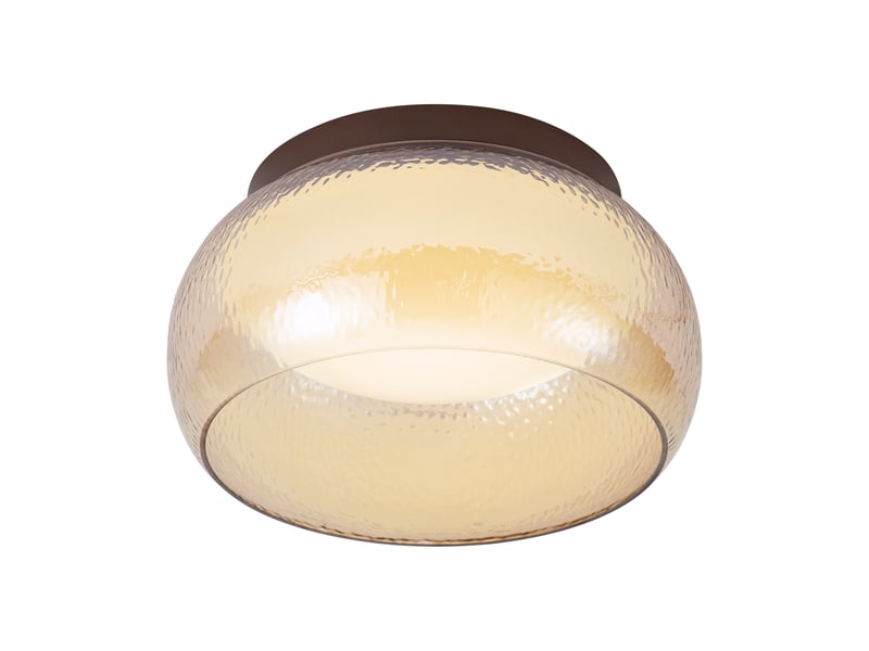  Art deco plafondlamp bruin met amber glas incl. Led 3-staps dimbaar - thimble  - Conforama E