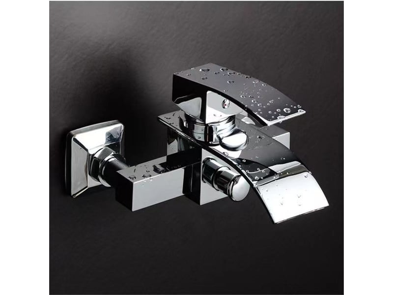  Robinet baignoire cascade, monocommande laiton, commutateur pression. Pour baignoiredouche, argent, design élégant et montage facile. Durable.  - Conforama C