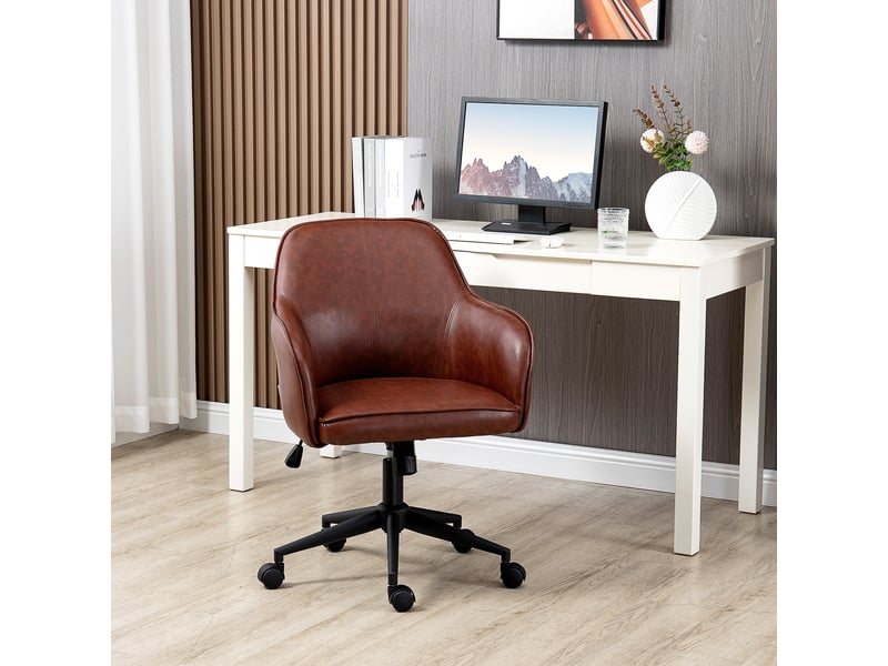  Chaise de bureau réglable en hauteur et pivotante, 58,5 cm x 62 cm x 91 cm, marron  - Conforama D