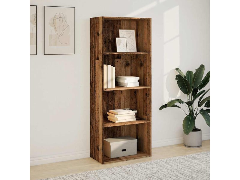  Bibliothèque, meuble de rangement salon vieux bois 60x30x152 cm bois d'ingénierie  - Conforama C
