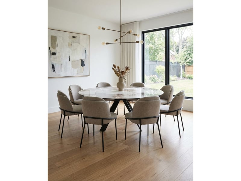 Table extensible ronde 90 à 150 cm céramique marbré - patagonia - Conforama B
