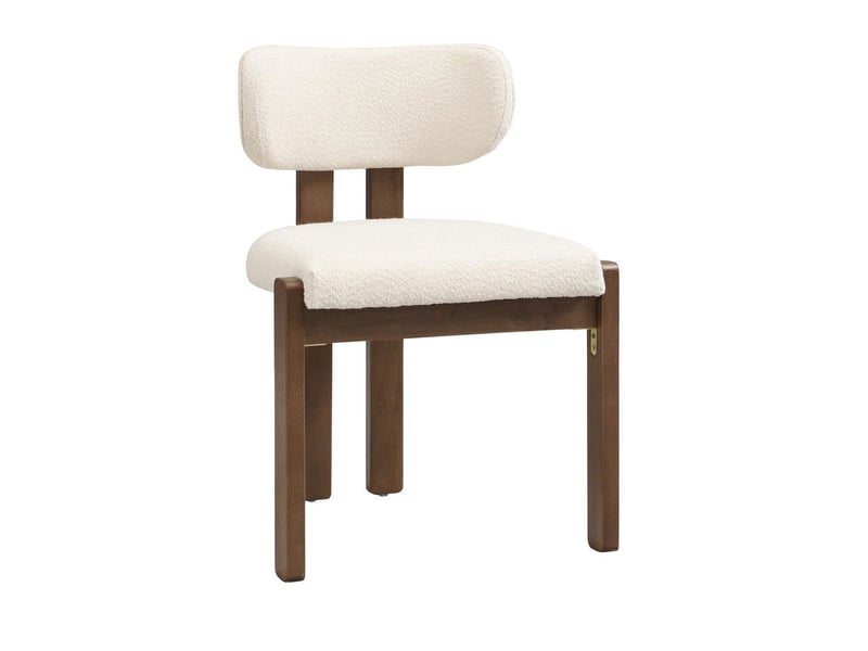 Chaises de salle à manger lot 6 bois massif confortables respirantes style moderne tissu bouclé couleur noyer - Conforama D