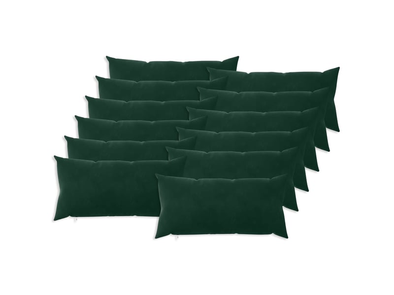  Lot de 12 coussins avec oreiller, coussins décoratifs heerlen vert foncé velours cf50154  - Conforama A