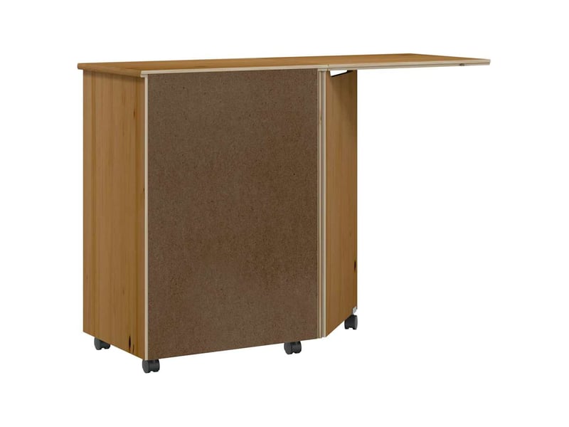 Armoire de rangement roulante avec bureau moss marron miel bois de pin - Conforama E