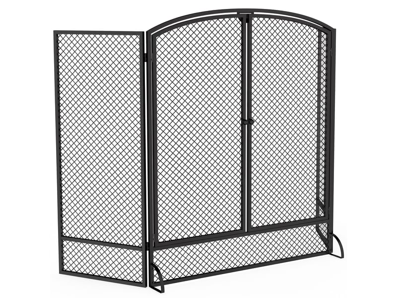  Pare-feu pliable, 3 pièces, 2 portes, 122 x 10 x 75 cm, noir  - Conforama B