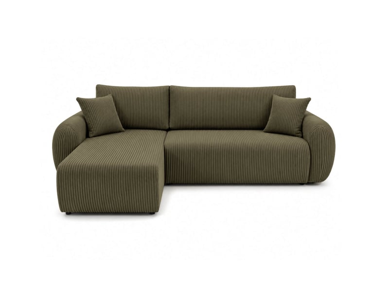  Alya - canapé d'angle convertible et réversible 3 places en velours côtelé  - Conforama E