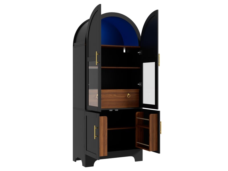 Buffet haut avec 4 portes, tiroir et led 76x40x180 cm, noir - Conforama D