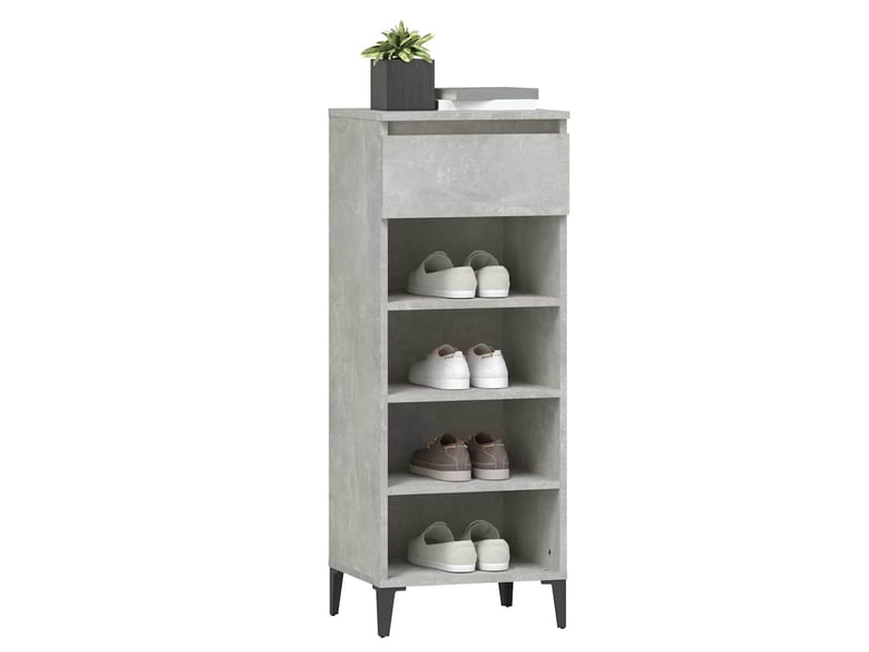  Meuble à chaussures, étagère à chaussures gris béton 40x36x105 cm bois d'ingénierie  - Conforama D