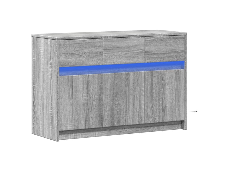 Meuble tv - banc tv - meuble de rangement avec led sonoma gris 91x34x61 cm bois d'ingénierie  - Conforama C