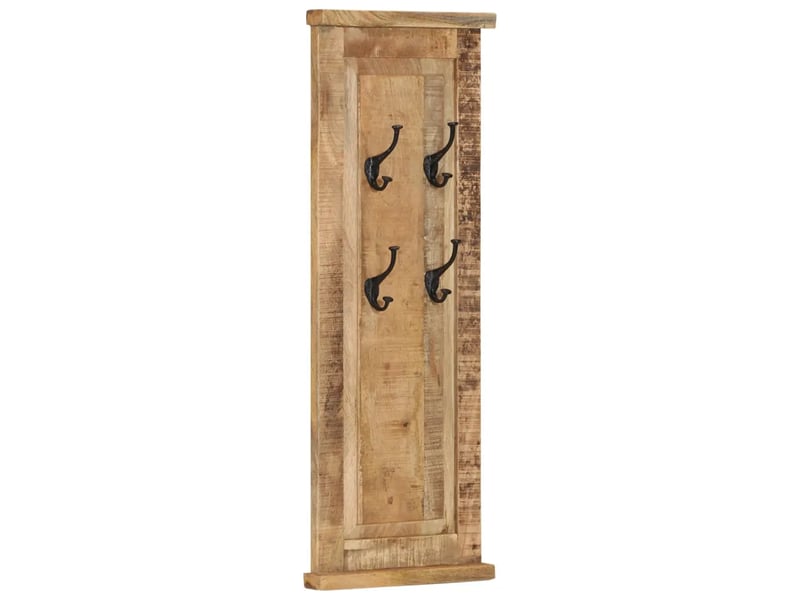  Lot de 2 porte-manteaux muraux vintage en bois de manguier massif 38 x 100 cm avec crochets robustes en fer en bois marron 02_0046939  - Conforama B