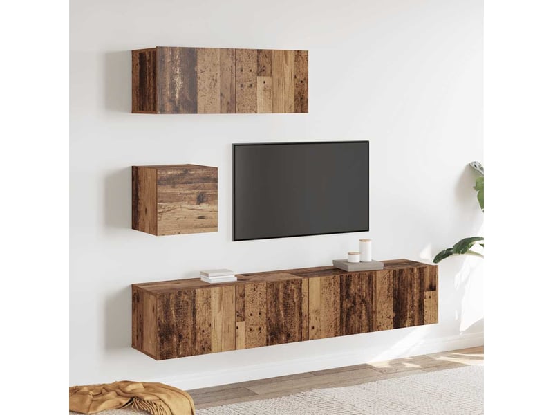  Ensemble de meuble tv - banc tv - meuble de rangement mural 4 pcs vieux bois bois d'ingénierie  - Conforama B