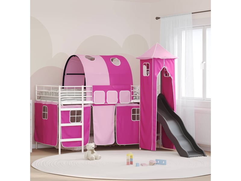  Cadre de lit superposé pour enfants - lit jeune blanc et rose 100 x 200 cm  - Conforama B