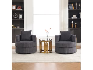 Fauteuil fixe pivotant <strong>HAUSS SPOLE</strong> <strong></strong> Velours côtelé gris vendu Par paire