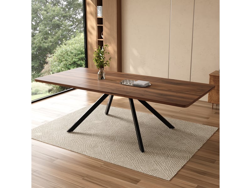  Table à manger extensible 160200240 x 90 x 74,5 cm, 6 à 10 personnes, mdf effet noyer et pieds métal Fay Lum - Conforama R
