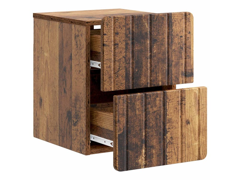  Table de chevet mural 2 pièces bois ancien 33 x 34,5 x 43 cm  - Conforama D