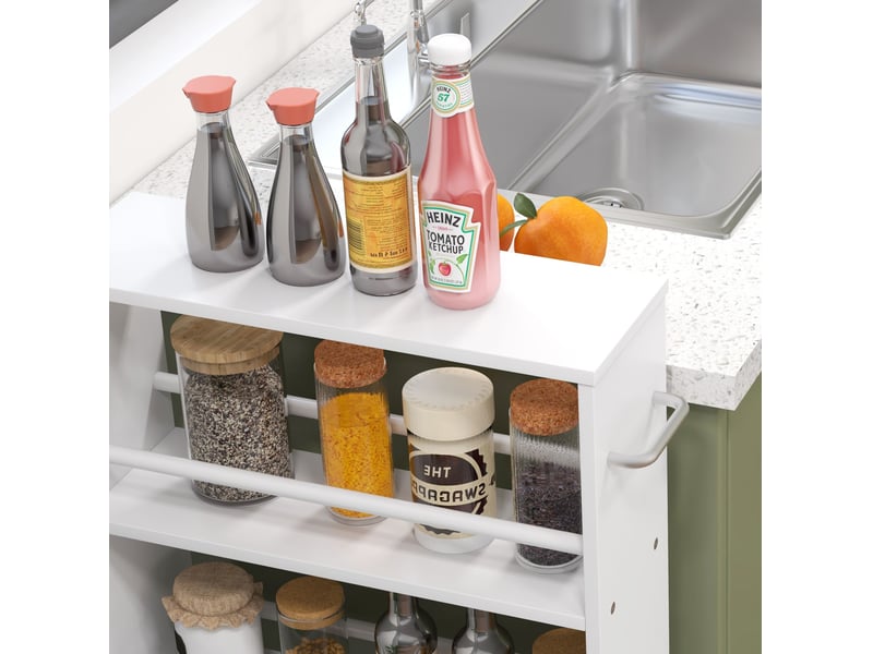  Desserte étroite 45 x 15 x 91 cm blanche en panneaux de particules, 4 niveaux sur roulettes avec freins  - Conforama E
