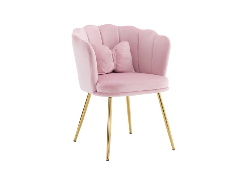  Lot de 6 chaises de salle à manger 58x63x77cm – avec pieds dorés - coussin papillon velours - rose  - Conforama A