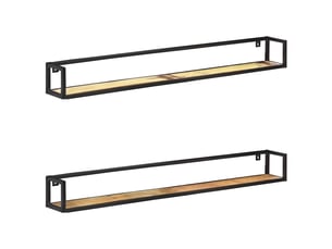 Lot de 2 étagères murales, étagères suspendues 160 cm bois de récupération massif cf43068