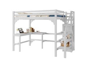 Lit mezzanine 140x200 cm <strong>MERAX</strong>  <strong>lit enfant blanc</strong> coloris blanc