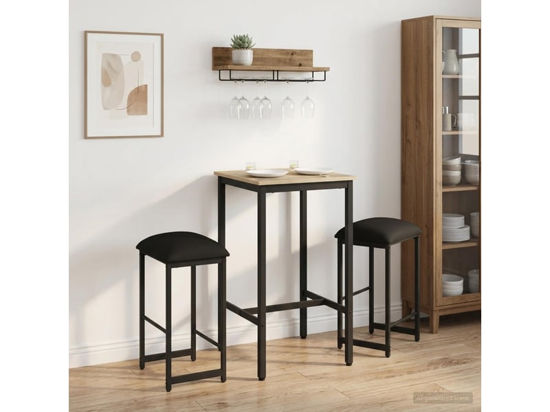 Lot de 2 tabouret de bar, chaise de bar noir 40x32x64 cm bois d'ingénierie shl23559 - Conforama B