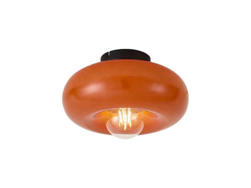  Retro plafondlamp zwart met oranje glas 30cm - glaze  - Conforama A