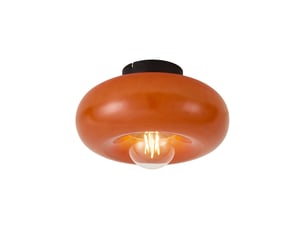 Plafonnier rétro noir avec verre orange 30 cm - glaze