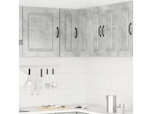 Meuble de rangement, armoire murale d'angle de cuisine kalmar gris béton
