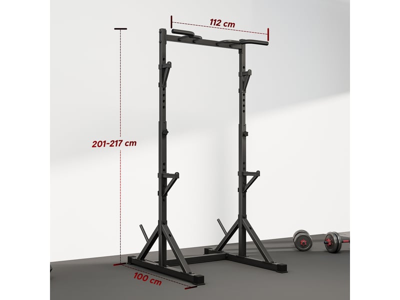  Tour de musculation autoportante avec supports pour haltères, en acier, supportant jusqu'à 200 kg, noire.  - Conforama E