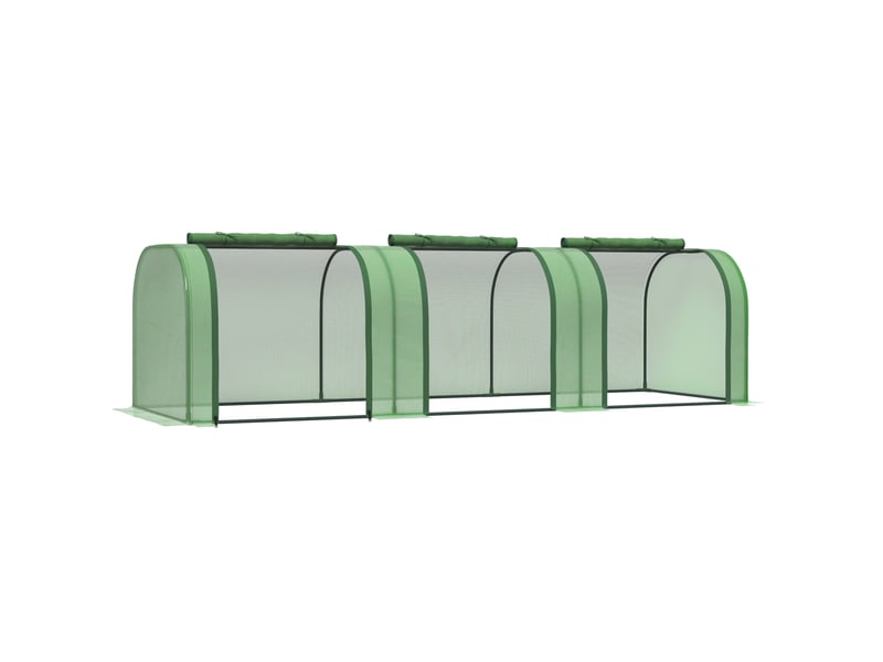  Serre tunnel de jardin 295 x 100 x 80 cm – vert foncé – 3 fenêtres zippées pour semis et culture  - Conforama A