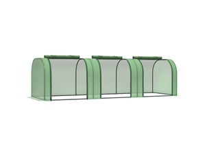 Serre tunnel de jardin 295 x 100 x 80 cm – vert foncé – 3 fenêtres zippées pour semis et culture
