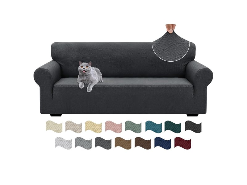  Housse canapé 2 places, universelle housse de canapé avec accoudoirs  foncé 139-175cm  - Conforama A