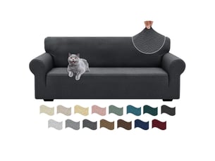 Housse canapé 2 places, universelle housse de canapé avec accoudoirs foncé 139-175cm