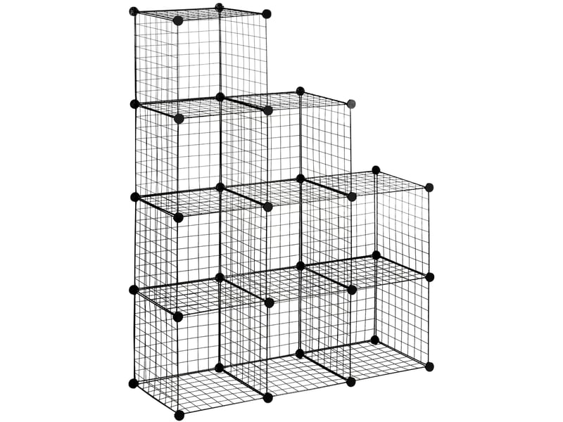  Étagère à chaussures modulable 9 compartiments 109x37x109 cm – noir – structure en métal, design moderne  - Conforama A