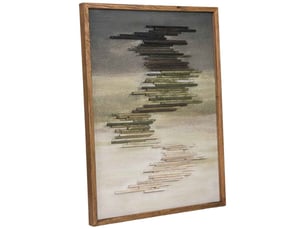 Tableau en bois fait main recyclé avec relief beige et noir 62x4x82 cm h