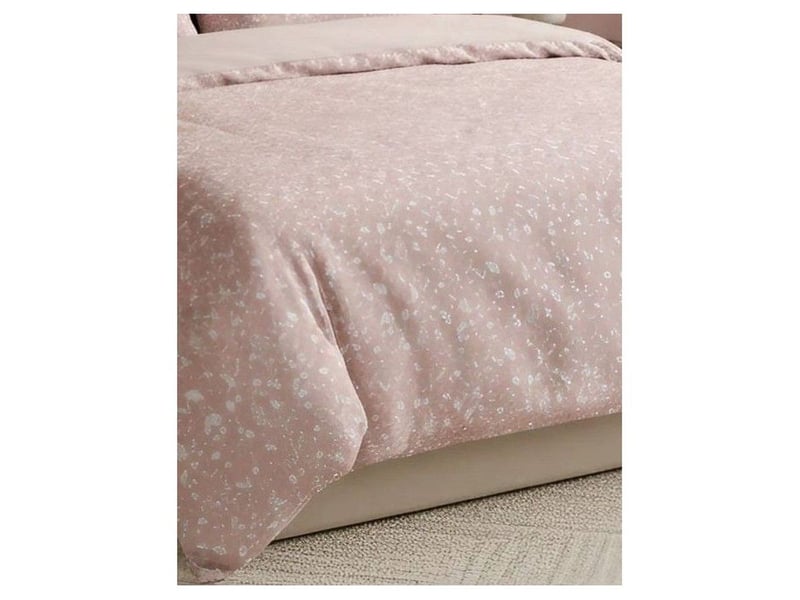 Housse de couette coton renforcé king size 240x220 saumon blanc + 2 taies 60x60 129CTN64760 - Conforama C