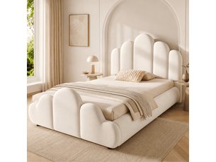 Lit simple 90x200 cm <strong>WISHDOR</strong> <strong></strong> coloris beige